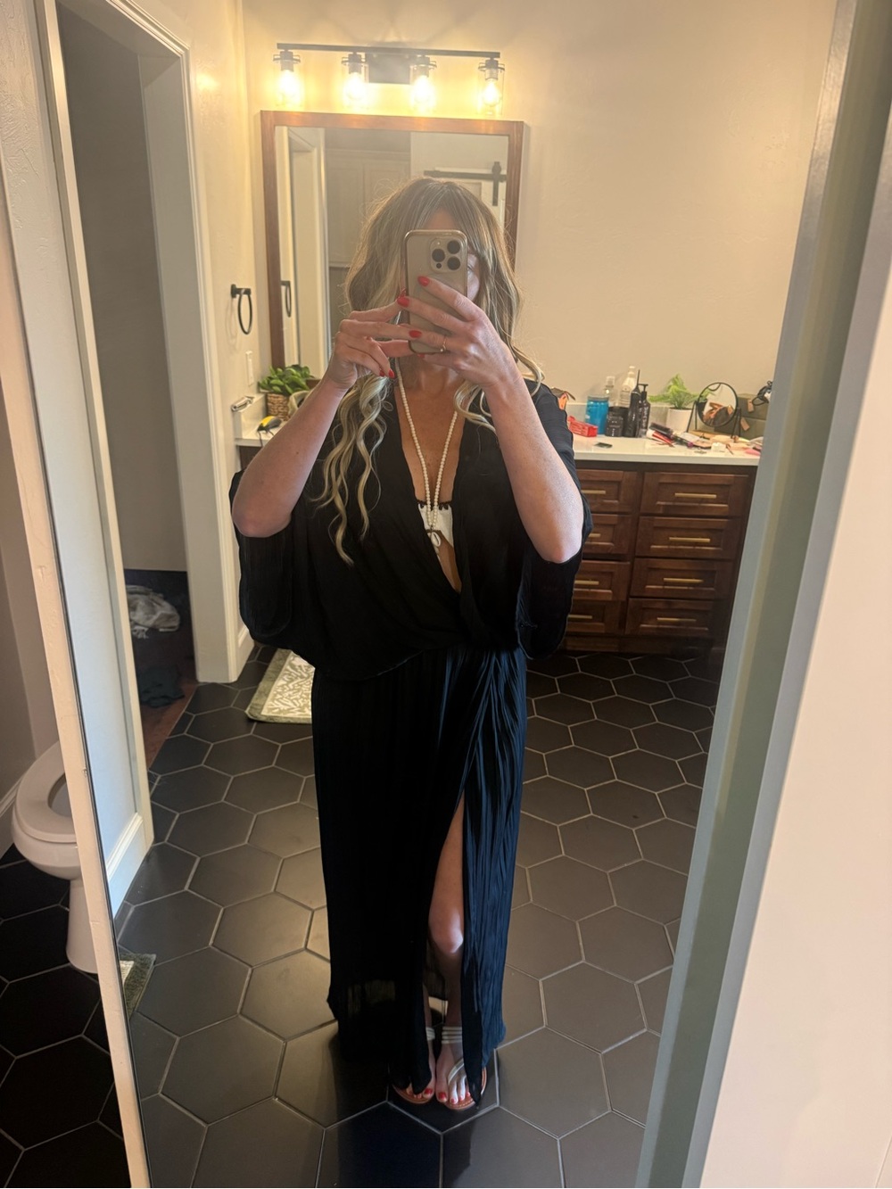 H&M Black Maxi coverup Dress with Front Slit